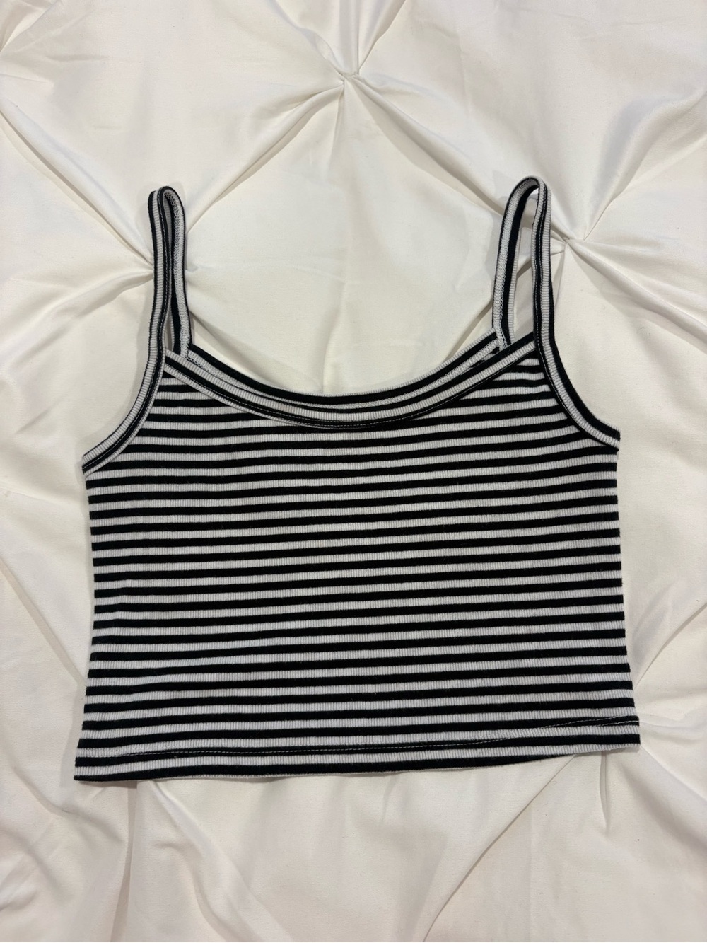 Aeropostale Black and White Striped Crop Tank Women’s Size Small